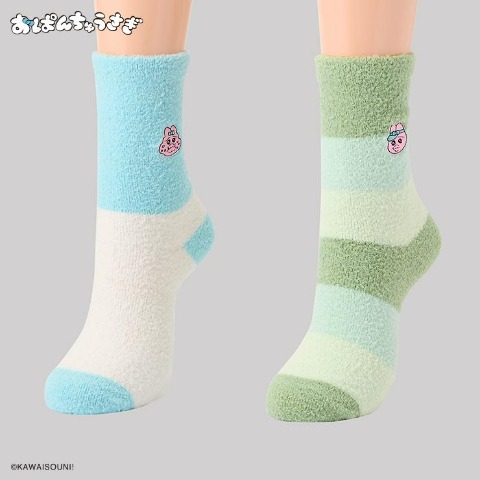キッズ もこもこ靴下 2足組（19-24cm・おぱんちゅうさぎ）