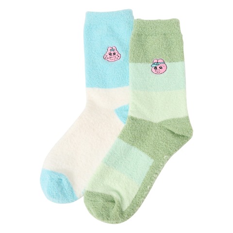 キッズ もこもこ靴下 2足組（19-24cm・おぱんちゅうさぎ）
