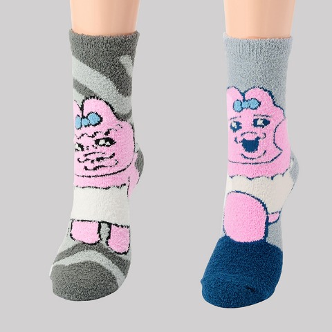キッズ もこもこ靴下 2足組（19-24cm・おぱんちゅうさぎ）