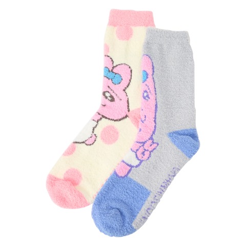 キッズ もこもこ靴下 2足組（19-24cm・おぱんちゅうさぎ）