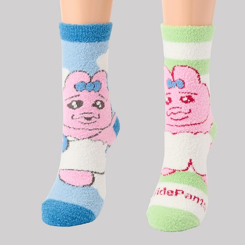 キッズ もこもこ靴下 2足組（19-24cm・おぱんちゅうさぎ）