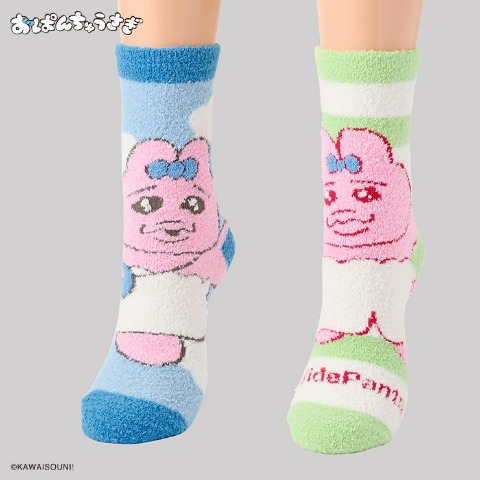 キッズ もこもこ靴下 2足組（19-24cm・おぱんちゅうさぎ）