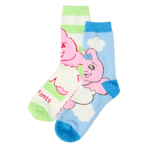 キッズ もこもこ靴下 2足組（19-24cm・おぱんちゅうさぎ）