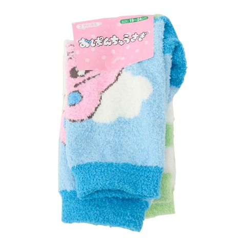 キッズ もこもこ靴下 2足組（19-24cm・おぱんちゅうさぎ）