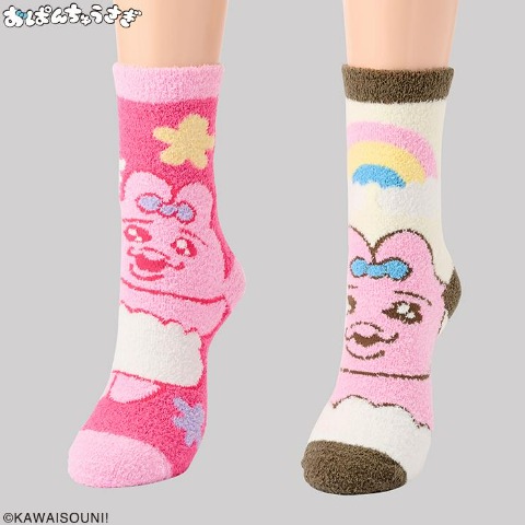 キッズ もこもこ靴下 2足組（19-24cm・おぱんちゅうさぎ）