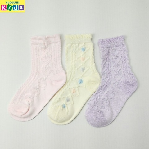 キッズ　3足組クルーソックス（15-20cm・どこでもっと！）
