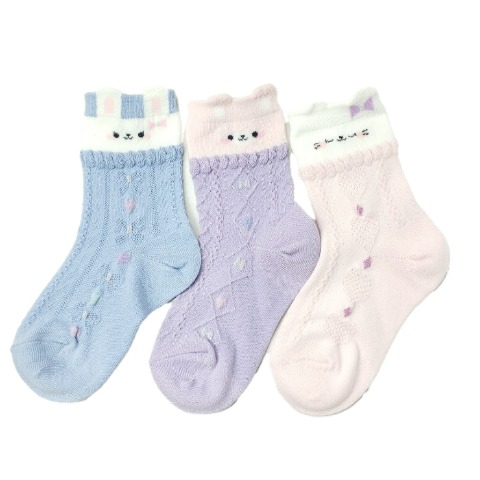 キッズ　3足組クルーソックス（15-20cm・ヘビロテ）