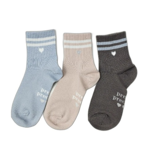 キッズ　3足組クルーソックス（19-24cm・ヘビロテ）