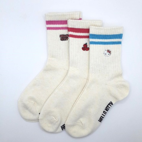 キッズ　3足組ソックス（19-24cm・ハローキティ）