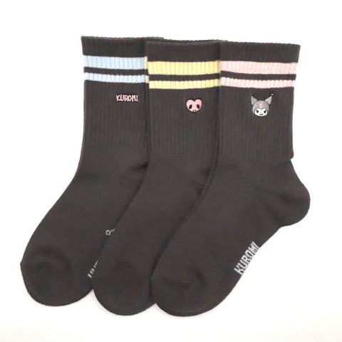 キッズ　3足組ソックス（19-24cm・クロミ）