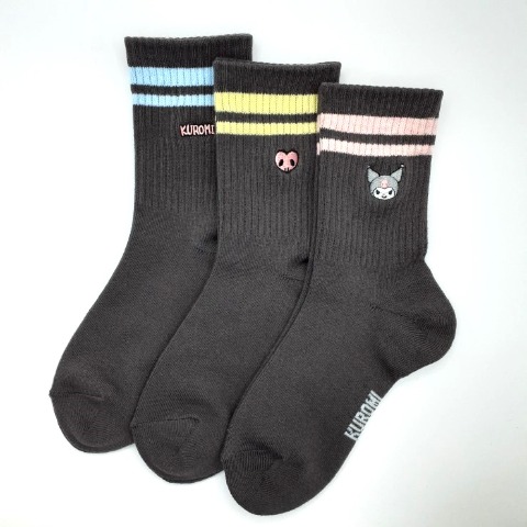 キッズ　3足組ソックス（19-24cm・クロミ）