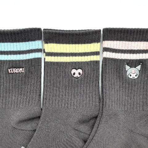 キッズ　3足組ソックス（19-24cm・クロミ）
