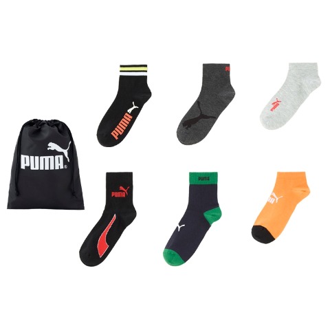キッズ　ブランドソックス　ハッピーバッグ　6点セット（21-23・23-25cm　PUMA）