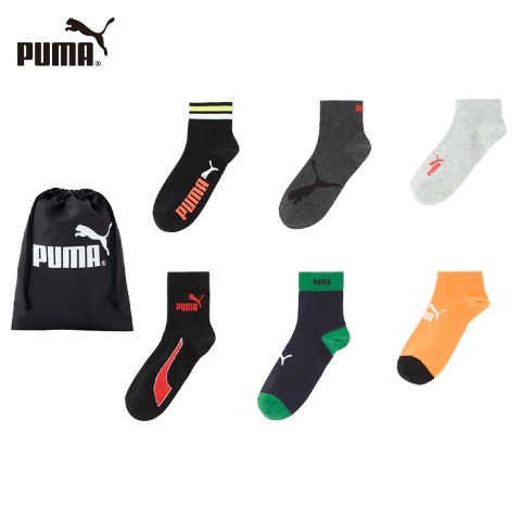 キッズ　ブランドソックス　ハッピーバッグ　6点セット（21-23・23-25cm　PUMA）