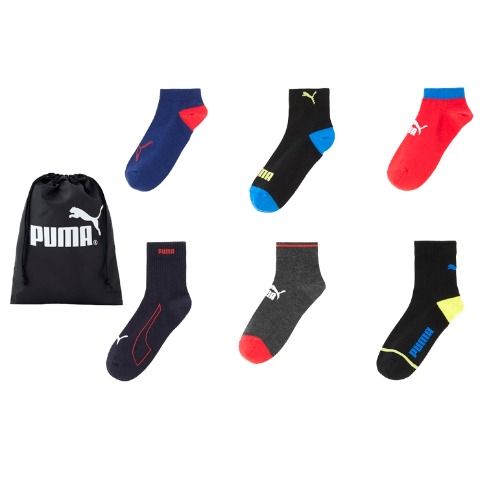 キッズ　ブランドソックス　ハッピーバッグ　6点セット（21-23・23-25cm　PUMA）