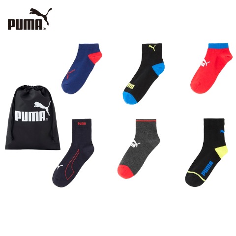 キッズ　ブランドソックス　ハッピーバッグ　6点セット（21-23・23-25cm　PUMA）
