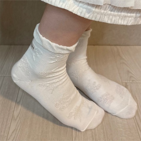 キッズ　クルーソックス（15-20cm・青木菜花）