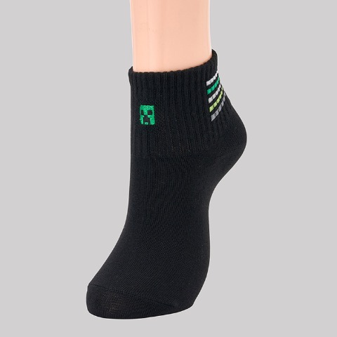 キッズ 3足組ショートソックス（19-24cm・マインクラフト）