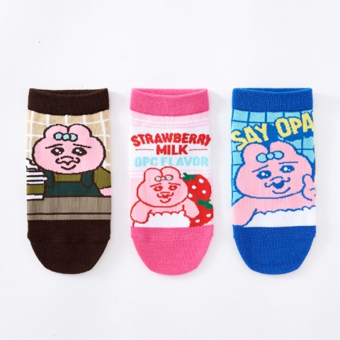 キッズ スニーカーソックス 3足組（19-24cm・おぱんちゅうさぎ）