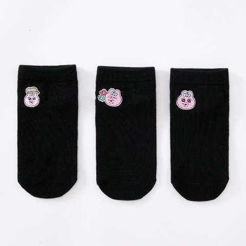 キッズ スニーカーソックス 3足組（19-24cm・おぱんちゅうさぎ）