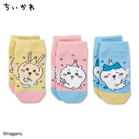 キッズ　3足組スニーカーインソックス（19-24cm・ちいかわ）