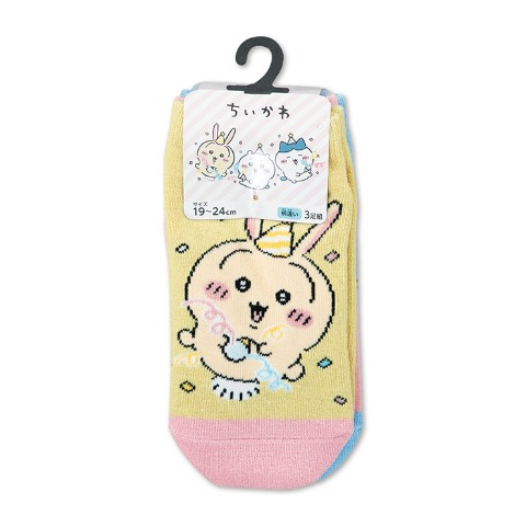 キッズ　3足組スニーカーインソックス（19-24cm・ちいかわ）