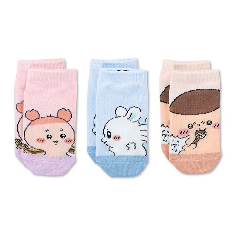 キッズ　3足組スニーカーインソックス（19-24cm・ちいかわ）