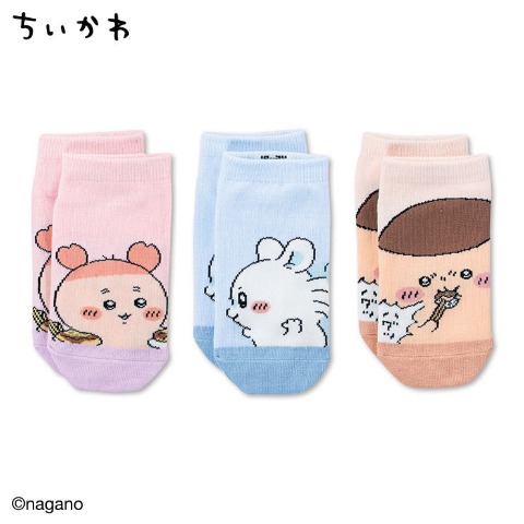 キッズ　3足組スニーカーインソックス（19-24cm・ちいかわ）