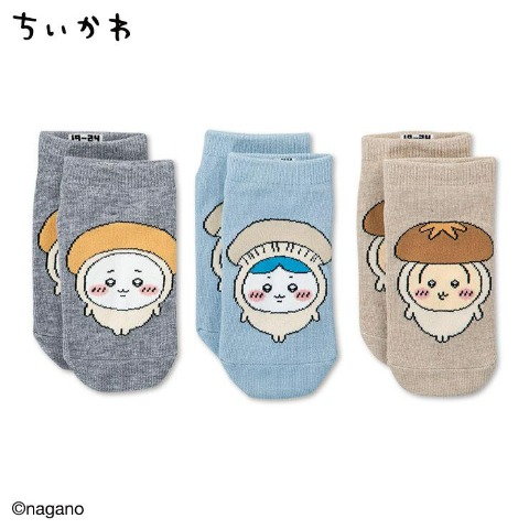 キッズ　3足組スニーカーインソックス（19-24cm・ちいかわ）