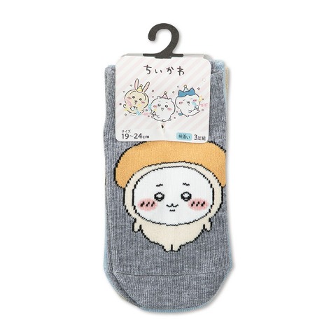 キッズ　3足組スニーカーインソックス（19-24cm・ちいかわ）