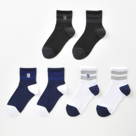 キッズ 3足組ショートソックス（19-24cm・MLB）