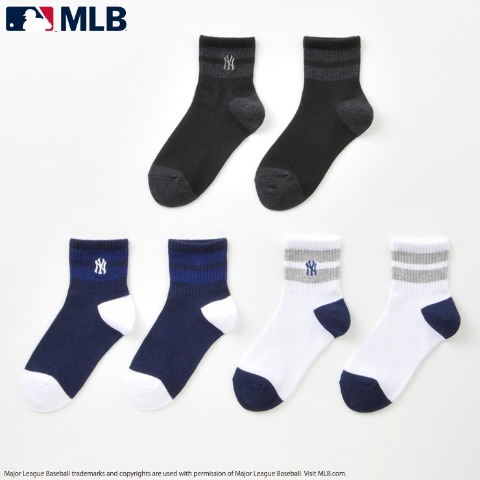 キッズ 3足組ショートソックス（19-24cm・MLB）