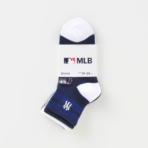 キッズ 3足組ショートソックス（19-24cm・MLB）