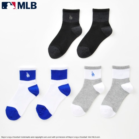 キッズ 3足組ショートソックス（19-24cm・MLB）