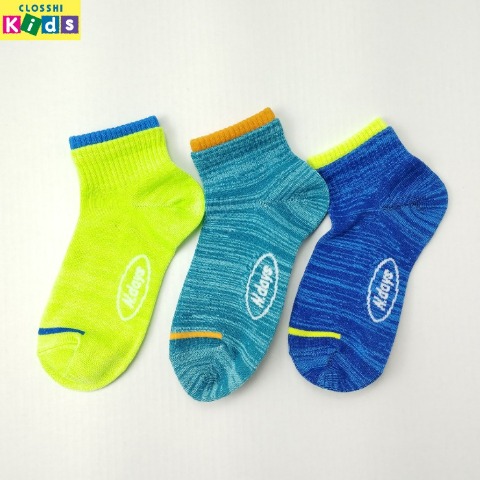 キッズ　3足組スニーカーインソックス（19-24cm・どこでもっと！）