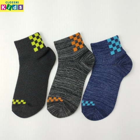 キッズ　3足組スニーカーインソックス（19-24cm・どこでもっと！）