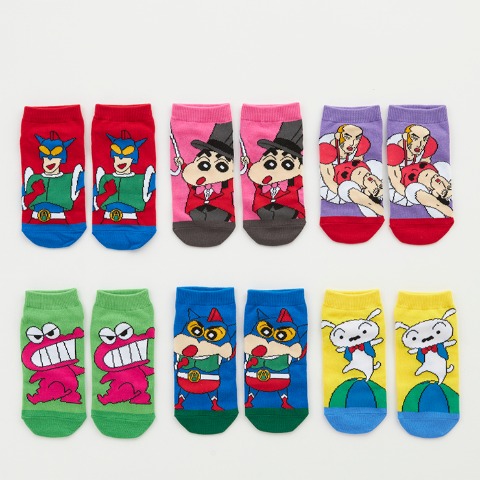 キッズ　6足組ソックス（19-24cm・クレヨンしんちゃん）