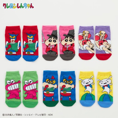 キッズ　6足組ソックス（19-24cm・クレヨンしんちゃん）