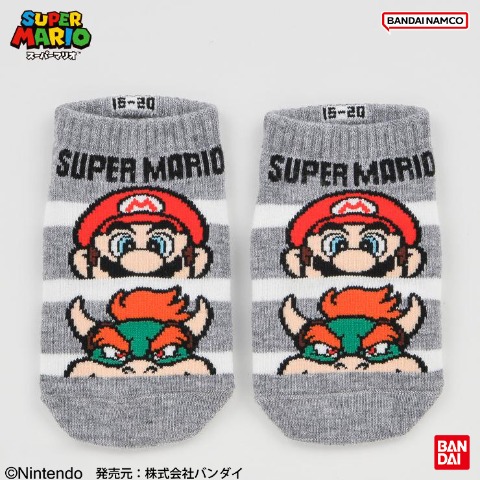 キッズ　スニーカーインソックス（15-20cm・19-24cm　スーパーマリオ）