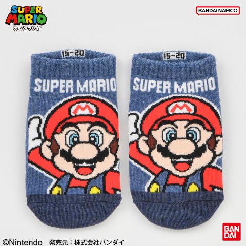 キッズ　スニーカーインソックス（15-20cm・19-24cm　スーパーマリオ）