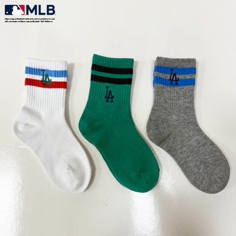キッズ 3足組ショートソックス（15-20・19-24cm　MLB）