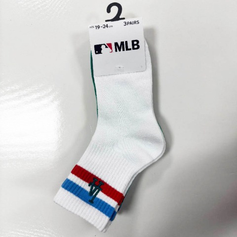 キッズ 3足組ショートソックス（15-20・19-24cm　MLB）