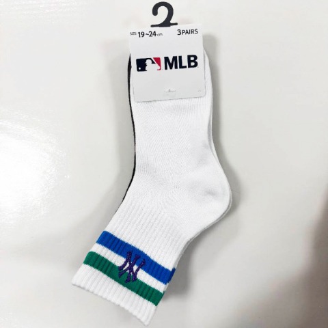 キッズ 3足組ショートソックス（15-20・19-24cm　MLB）