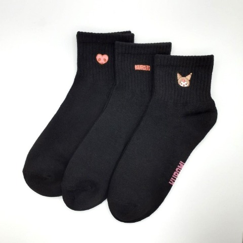 キッズ　3足組ソックス（19-24cm・クロミ）