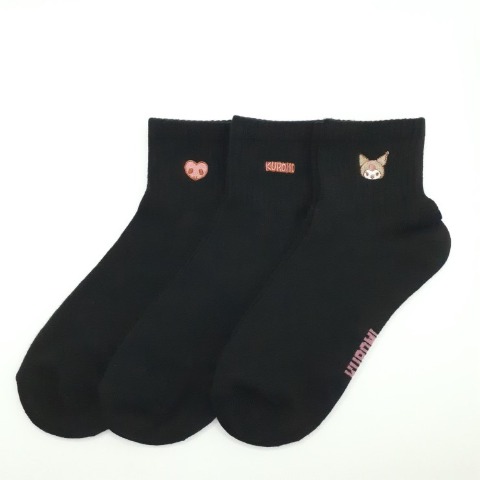 キッズ　3足組ソックス（19-24cm・クロミ）