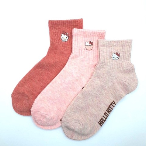 キッズ　3足組ソックス（19-24cm・ハローキティ）