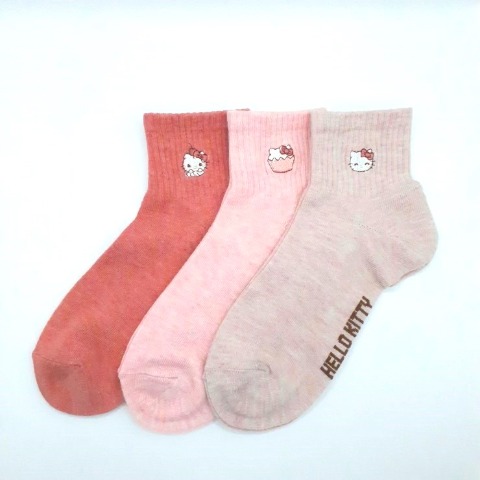 キッズ　3足組ソックス（19-24cm・ハローキティ）