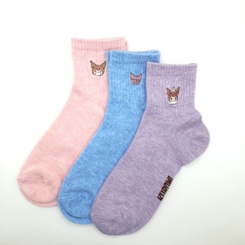キッズ　3足組ソックス（19-24cm・クロミ）