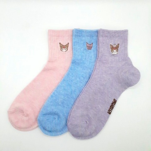 キッズ　3足組ソックス（19-24cm・クロミ）