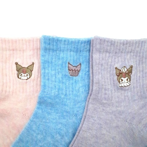 キッズ　3足組ソックス（19-24cm・クロミ）